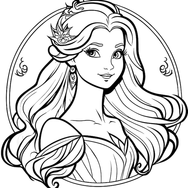 Premium vector beautiful princess coloring pages vector art white background coloring book line art