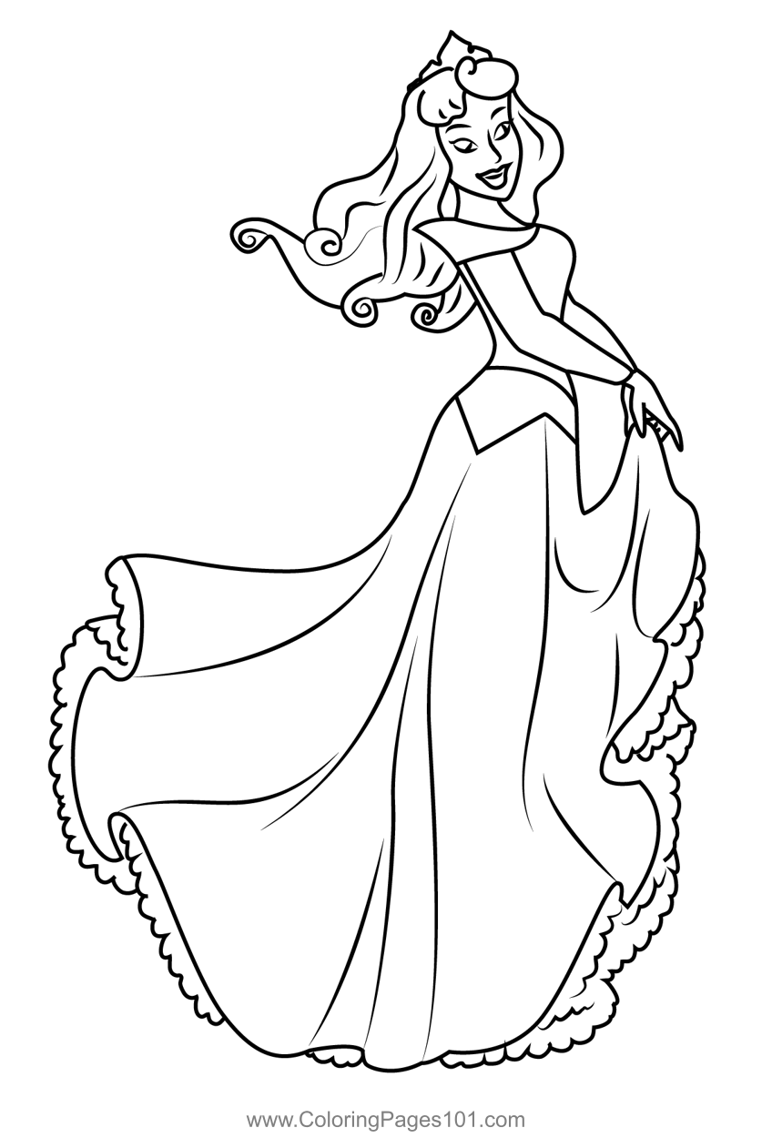 Lovely princess aurora coloring page for kids