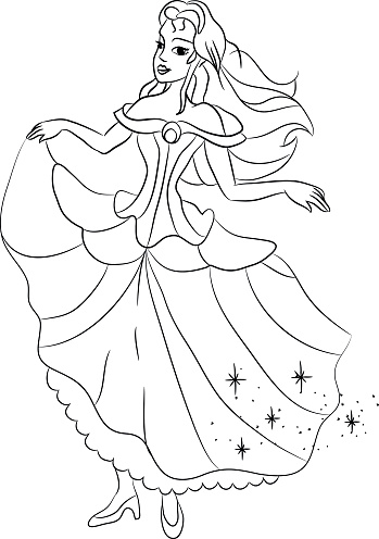 Princess coloring page for kids stock illustration