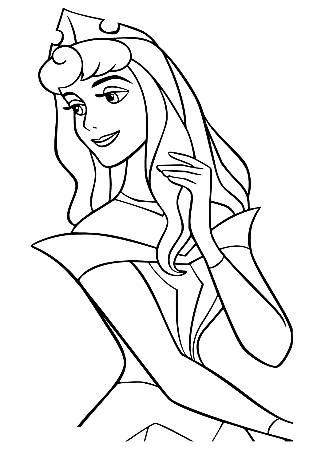 Free printable princess aurora hairstyle coloring page for adults and kids