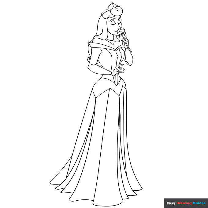 Aurora from sleeping beauty coloring page easy drawing guides