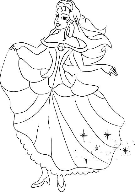 Princess coloring page for kids stock illustration