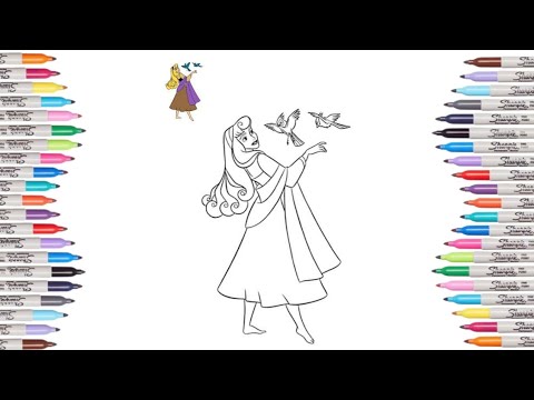 Disney princess coloring aurora sleeping beauty coloring book page