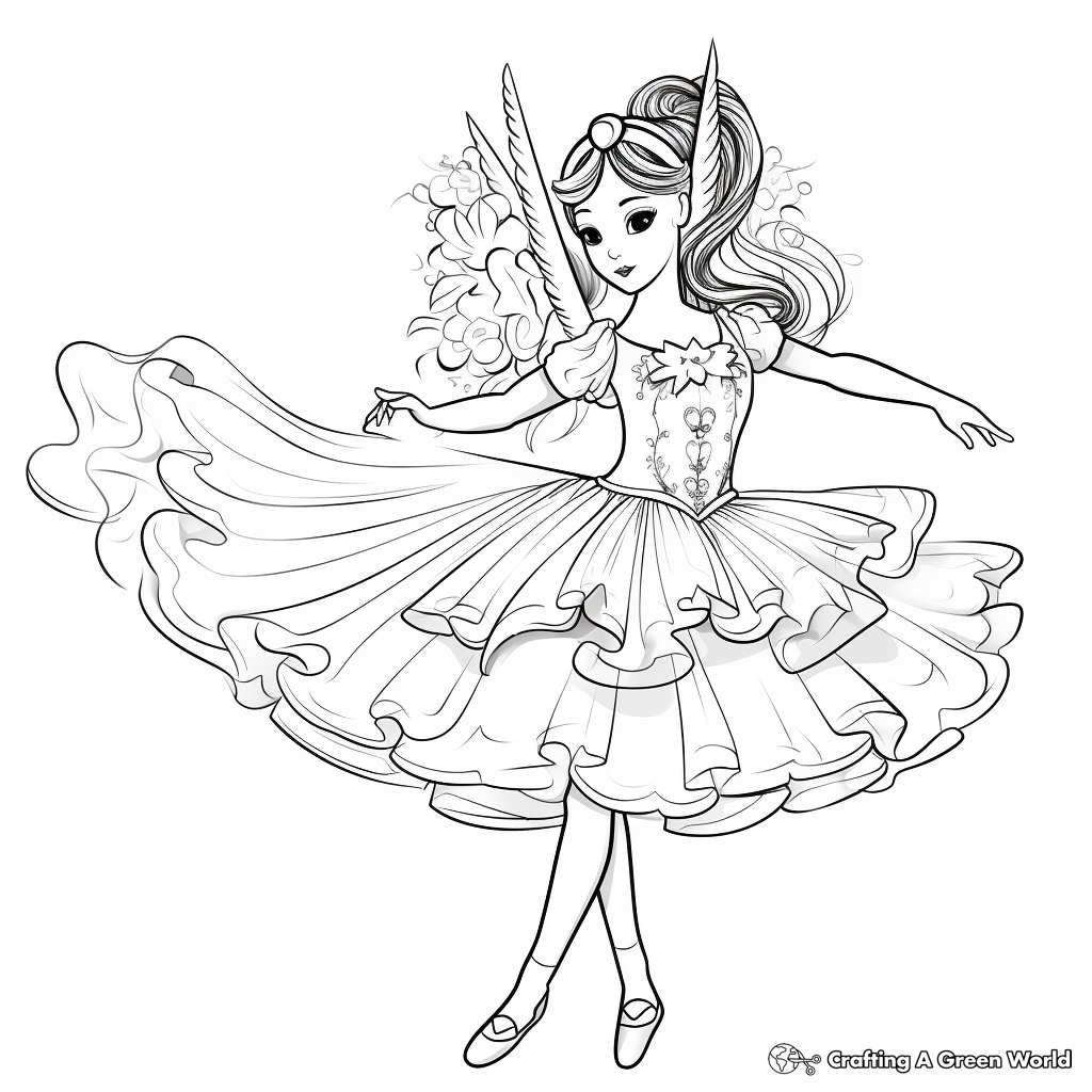 Unicorn ballerina coloring pages