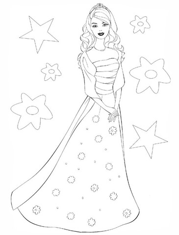 Barbie princess coloring page free printable coloring pages