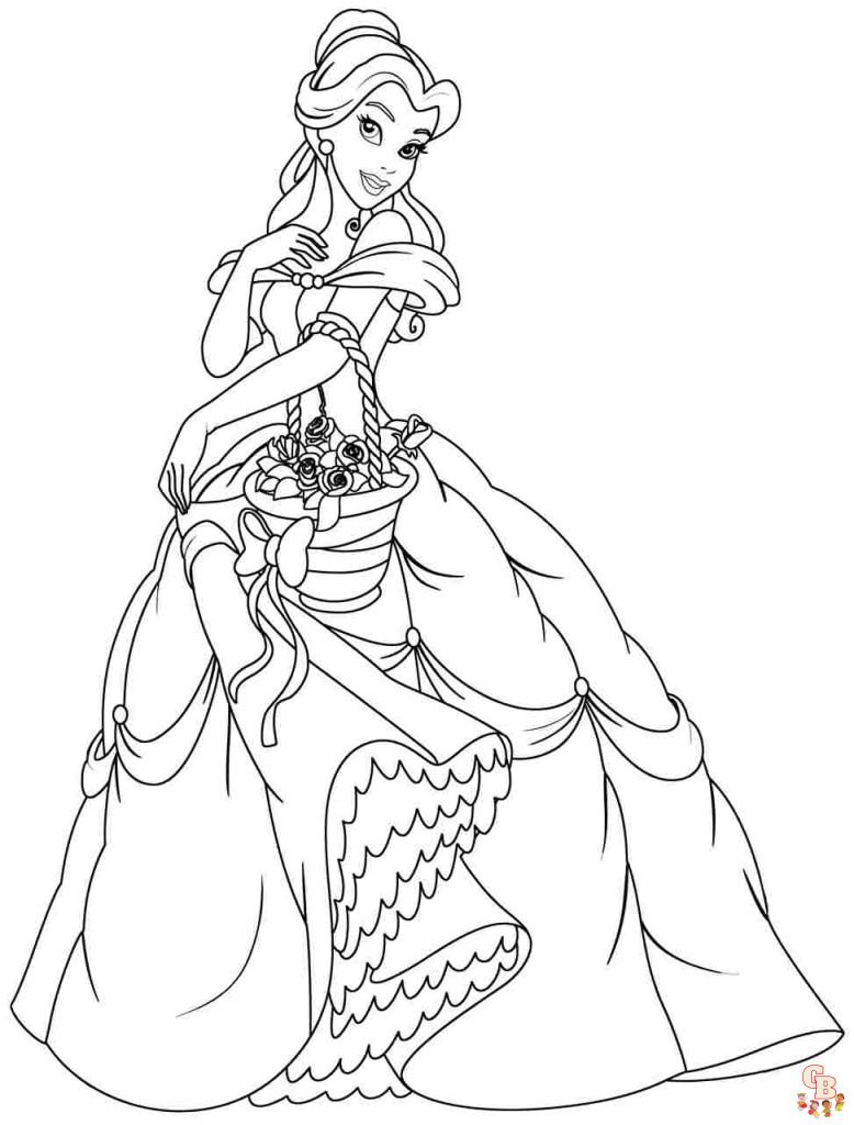 Belle princess coloring pages printable for kids