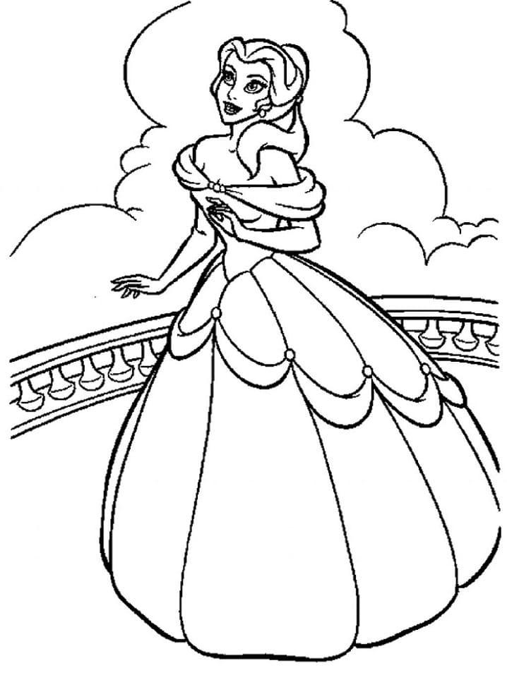 Free princess belle coloring page