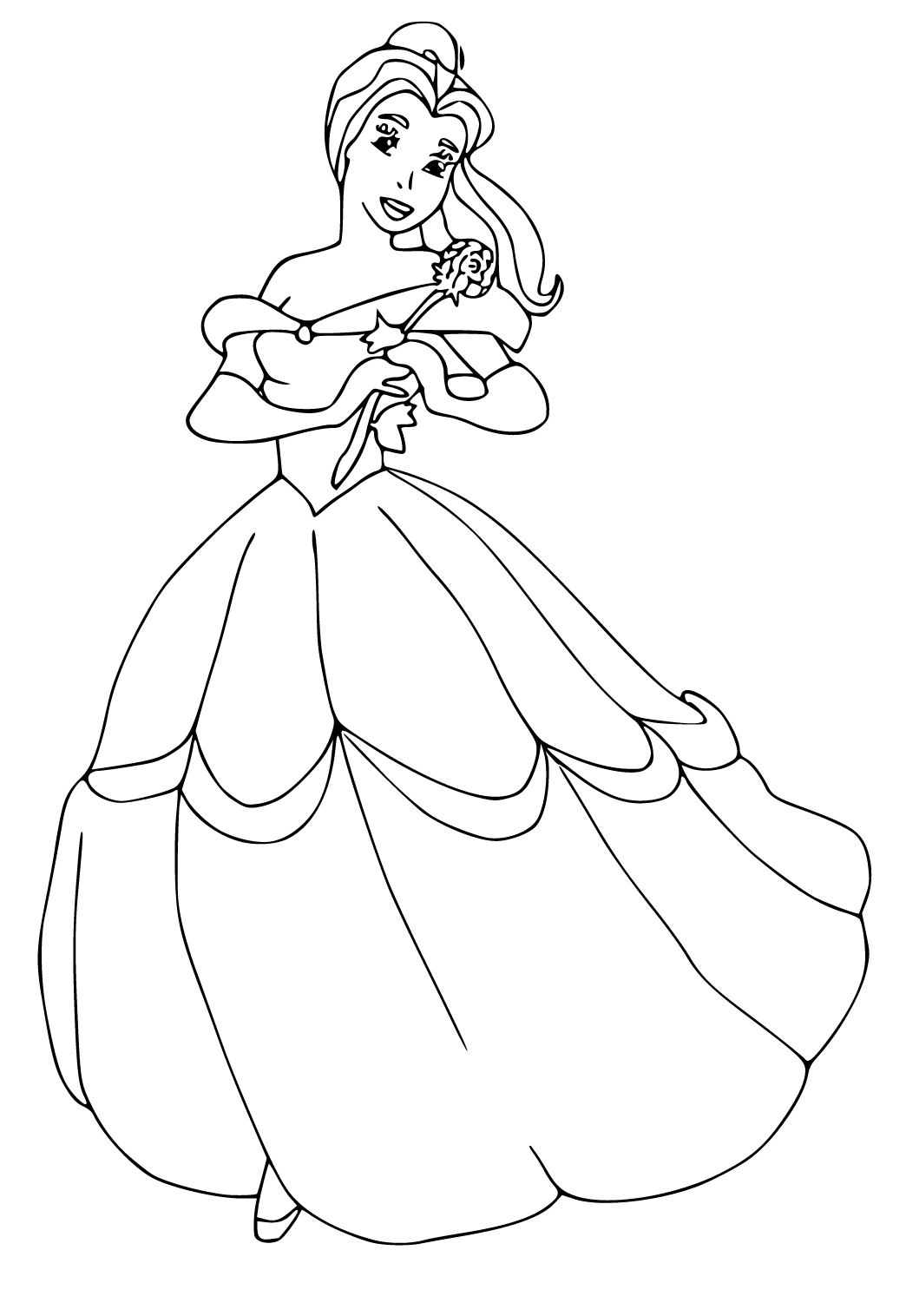 Free printable princess belle rose coloring page for adults and kids