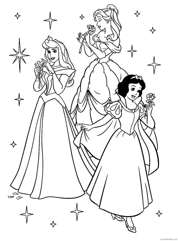 Coloring pages disney princesses coloring belle snow