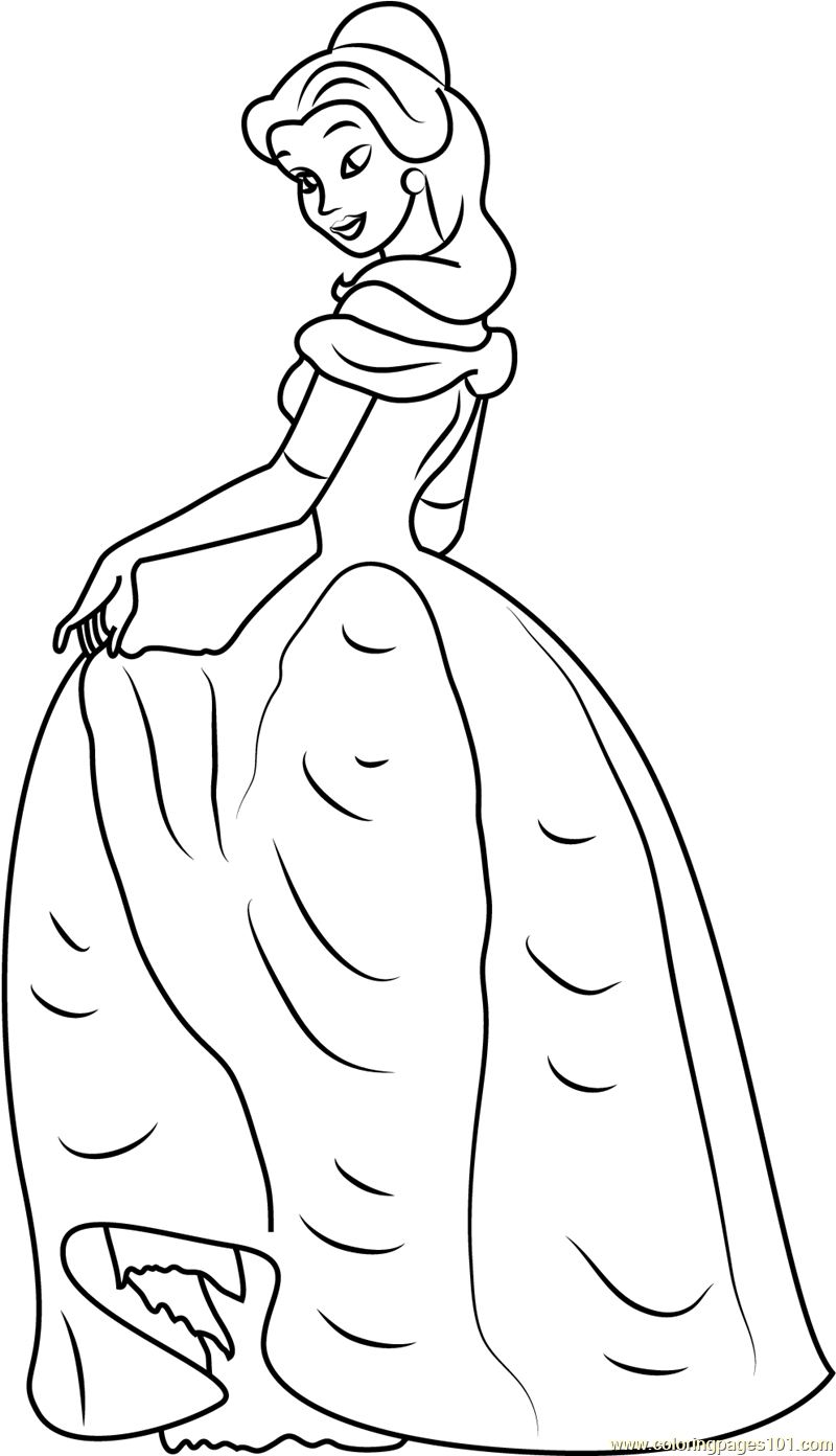 Princess belle coloring page for kids