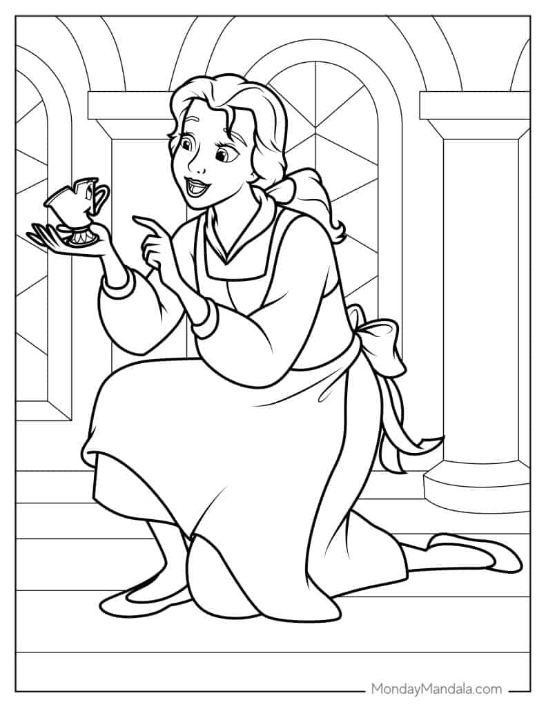 Belle coloring pages free pdf printables