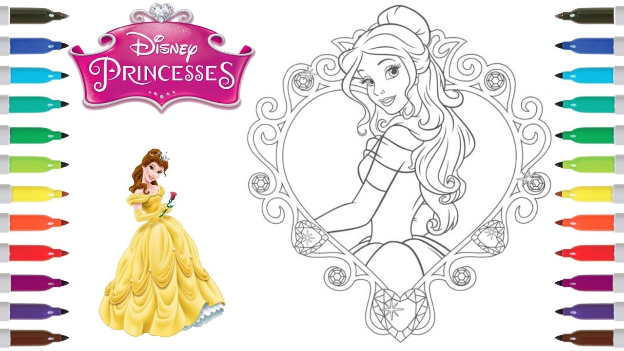 Disney princess coloring book page belle beauty and the beast coloring page