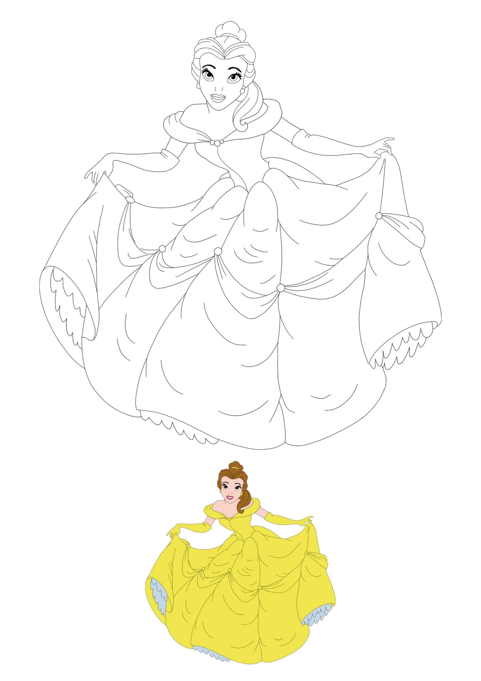 Disney princess belle coloring pages