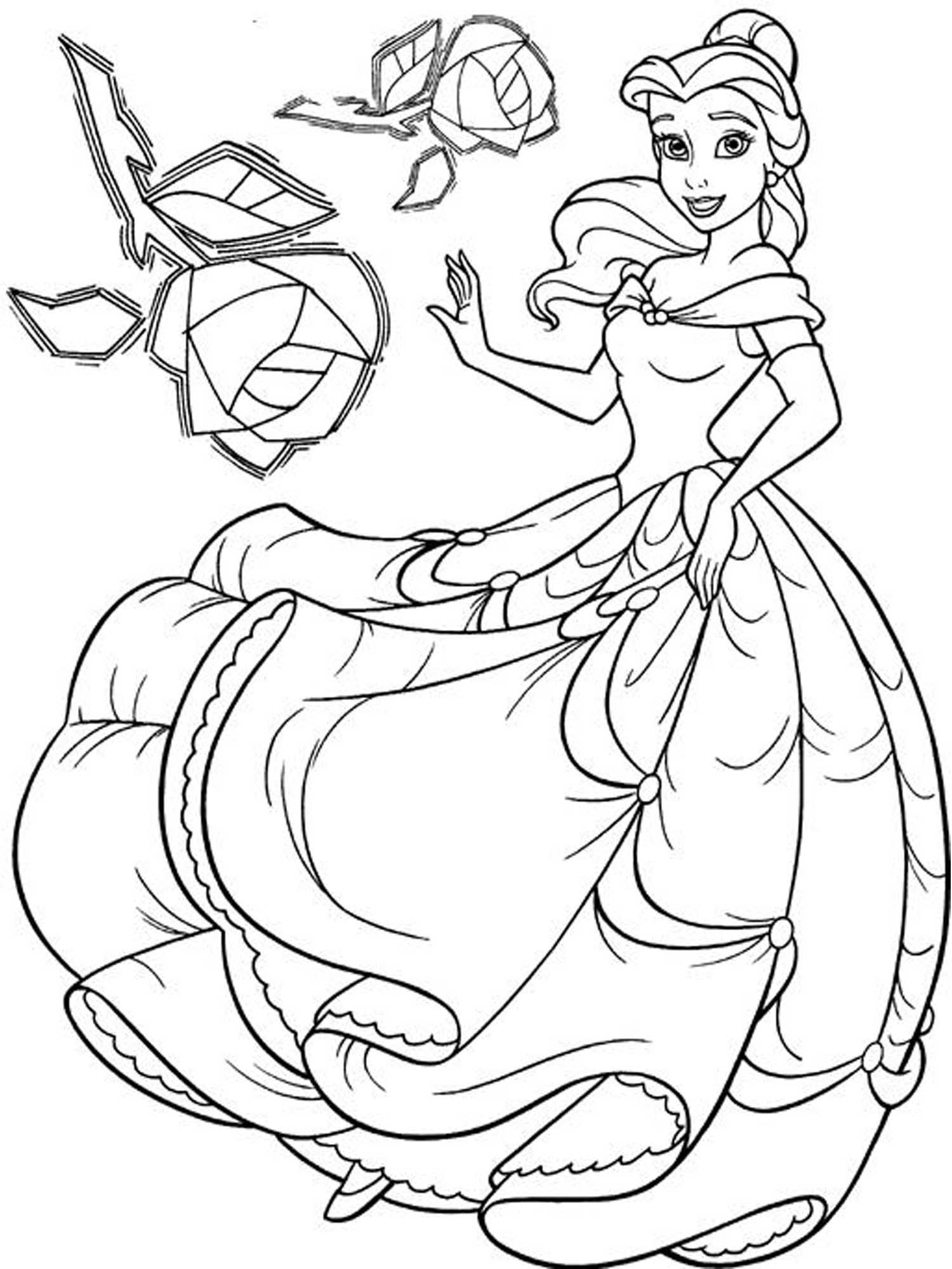 Free printable belle coloring pages for kids