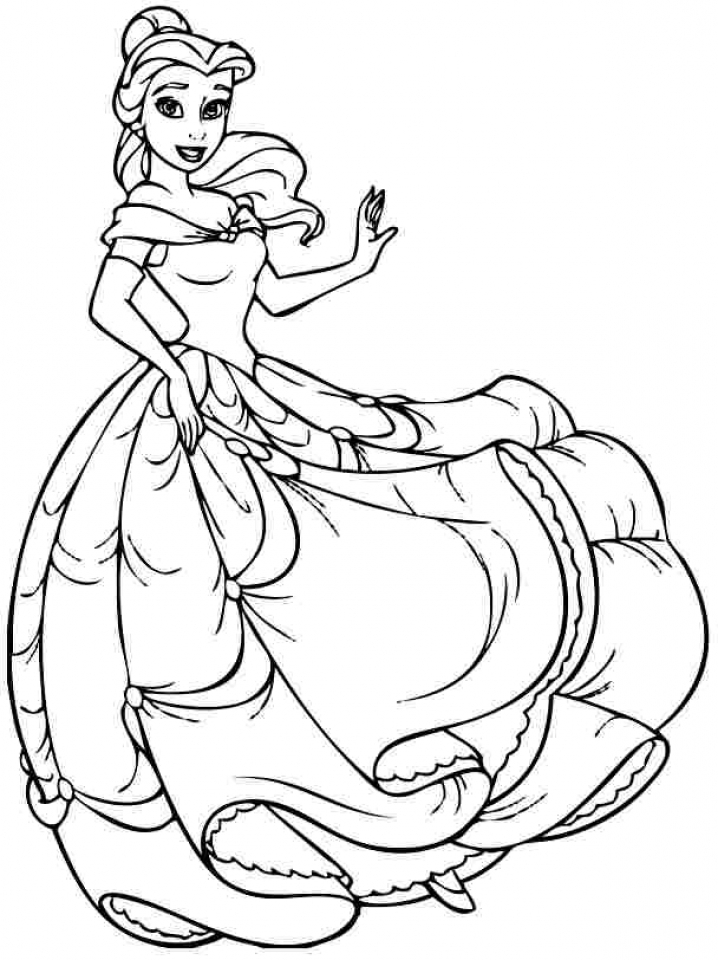 Free printable disney princess belle coloring pages