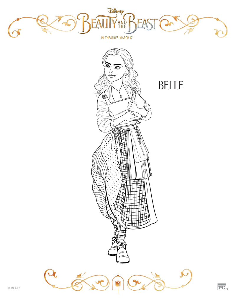 Disney beauty and the beast belle coloring page