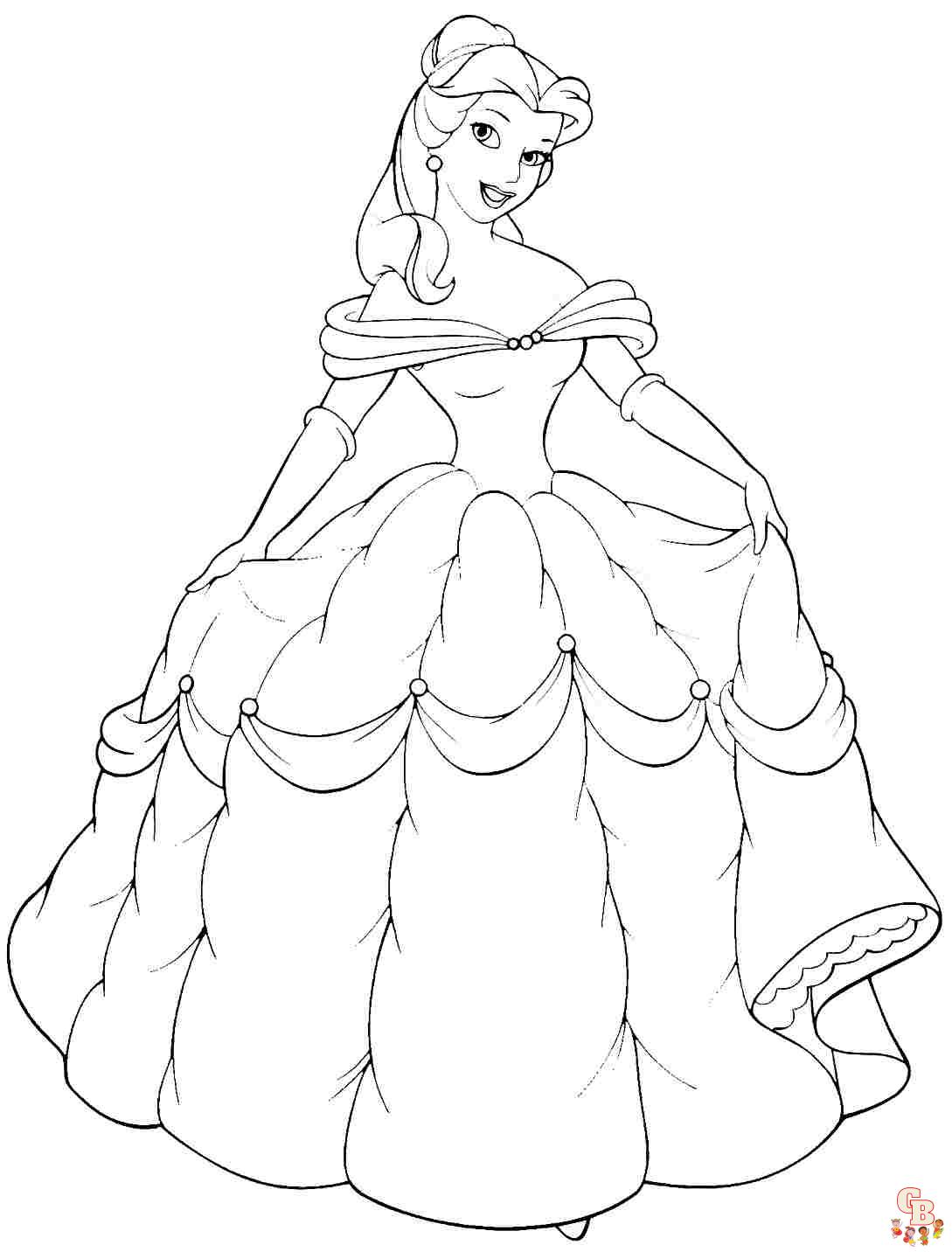 Belle princess coloring pages printable for kids