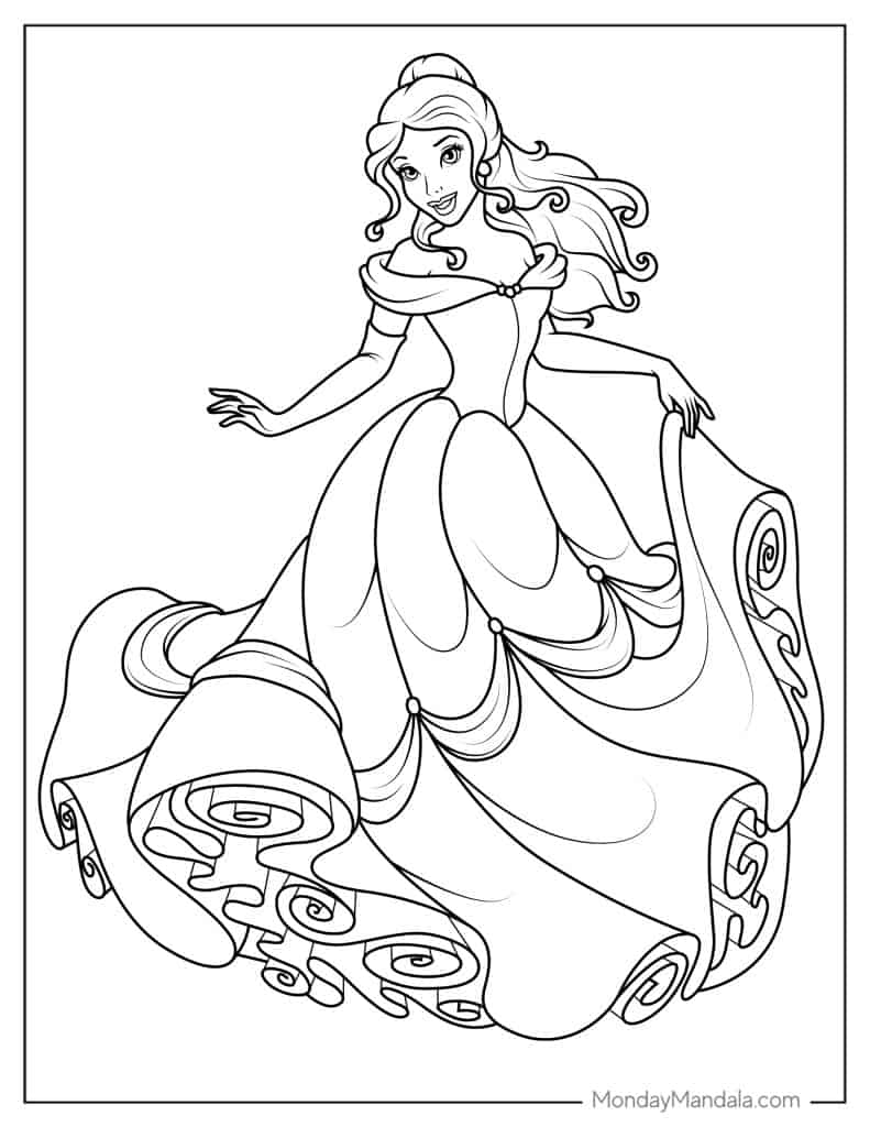 Belle coloring pages free pdf printables