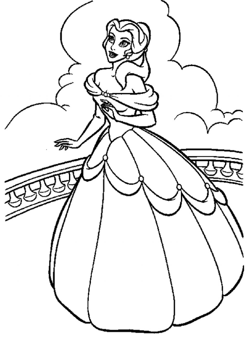 Free printable belle coloring pages for kids