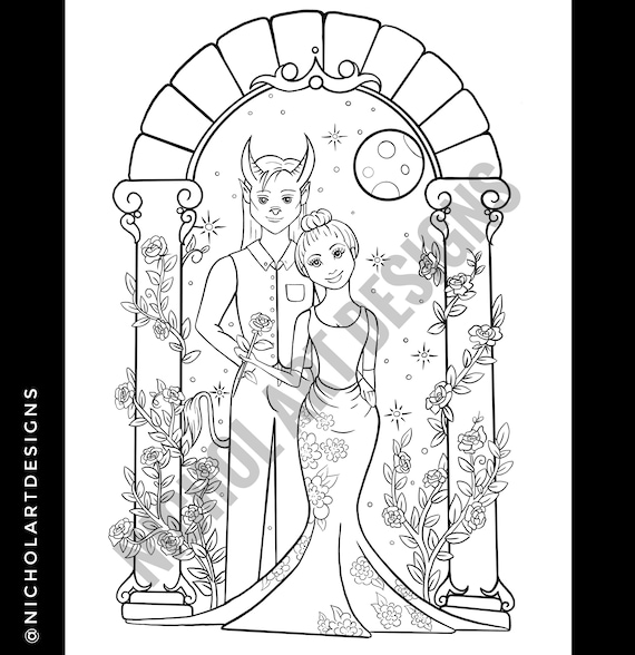 Beauty and the beast colouring page fairy tale coloring page downloadable colouring page printable coloring page belle colouring page download now