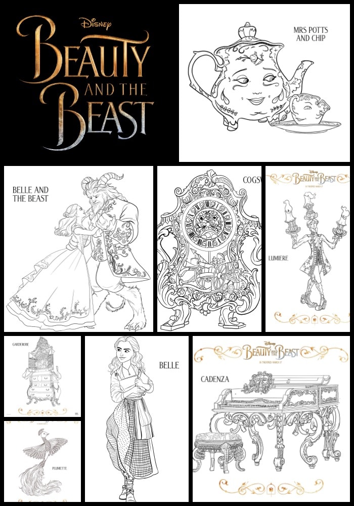 Beauty and the beast coloring pages