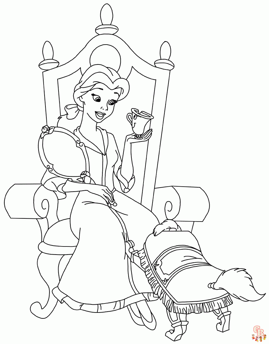 Belle with her friends coloring pages free printable easy