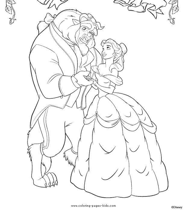 Beauty and the beast coloring pages