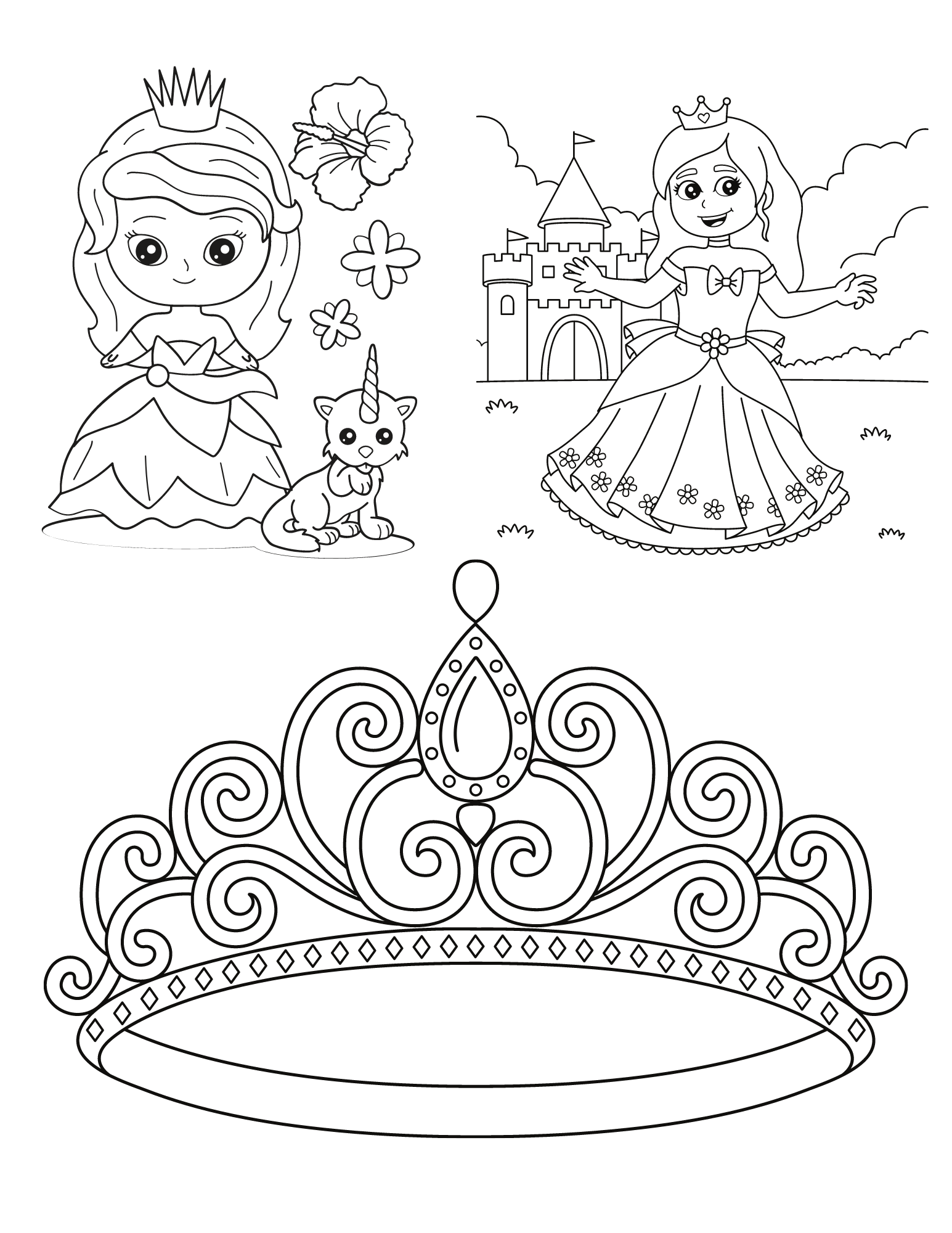 Free princess coloring pages for kids and adults