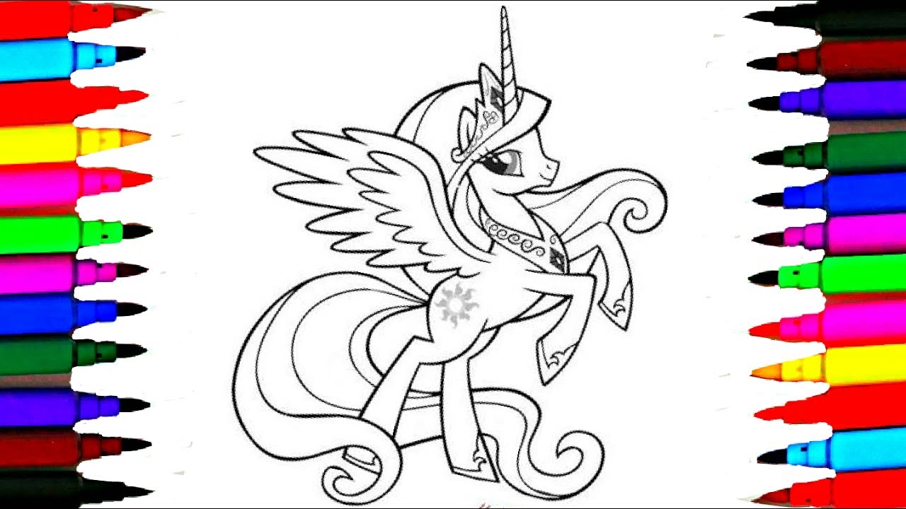 How to draw y little pony princess cadance coloring pages colours with colored arkers