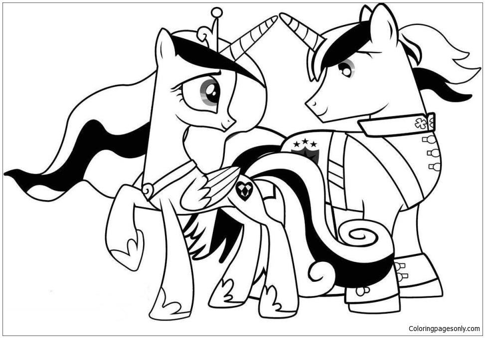 Princess cadance and shinning armor my little pony coloring page