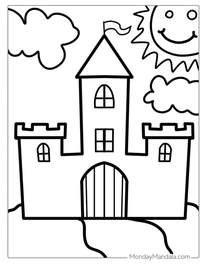 Castle coloring pages free pdf printables