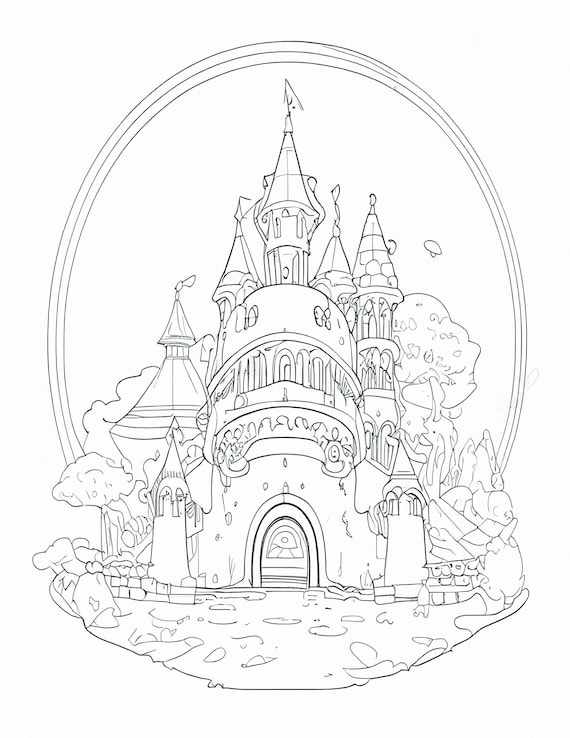 Book princess castle coloring pages princess castle printable for kids and adults digital download not a physical product