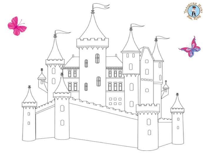 Princess castle coloring page