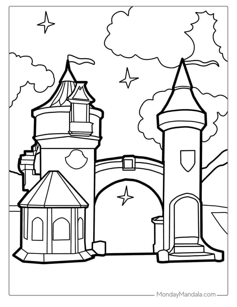 Castle coloring pages free pdf printables