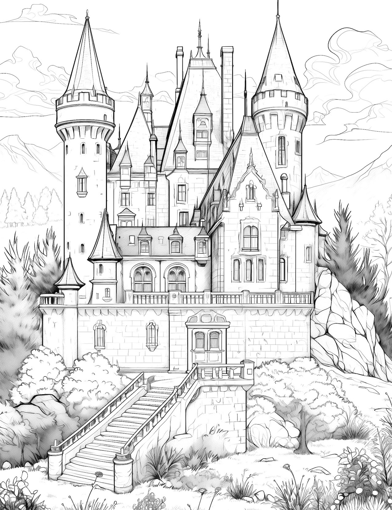 Fantastic castle coloring pages free printable