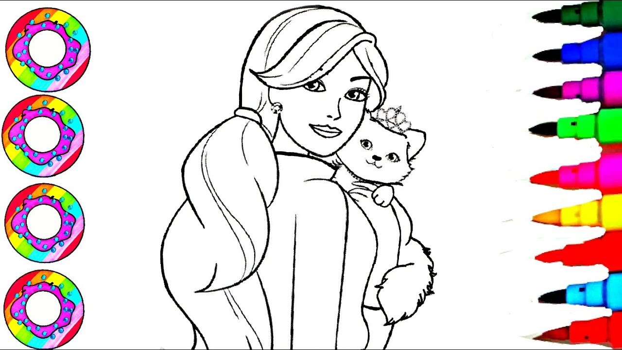 Colouring drawings disneys glaour princess with rainbow cat coloring pages l how to draw n color