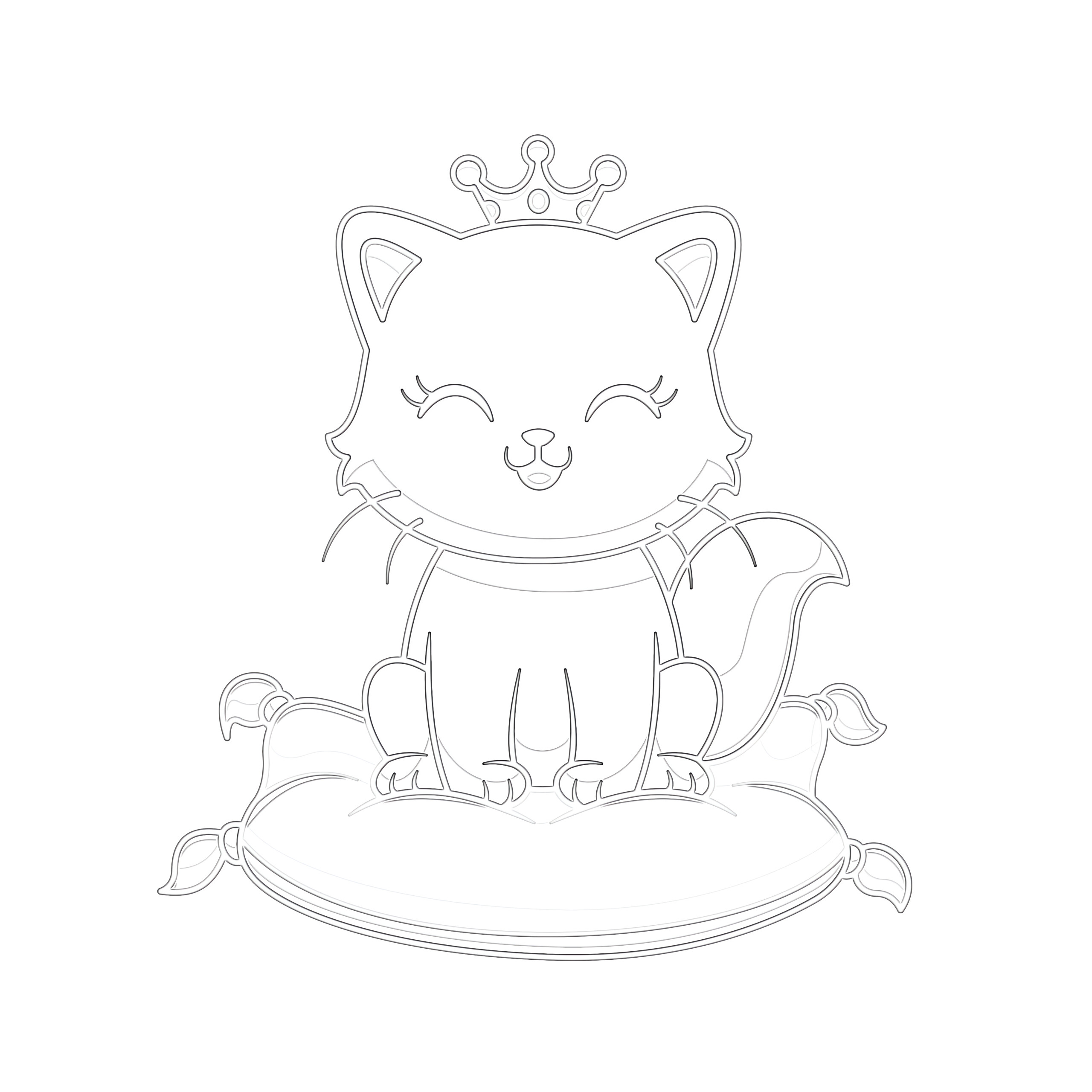 Printable cat princess coloring page