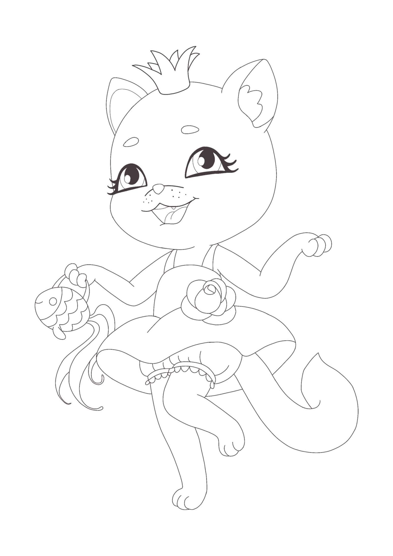 Princess cat coloring pages