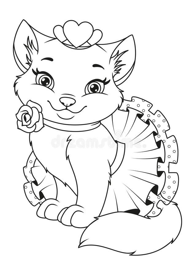 Illustration about beautiful princess cat coloring page illustration of kitty dress drawing