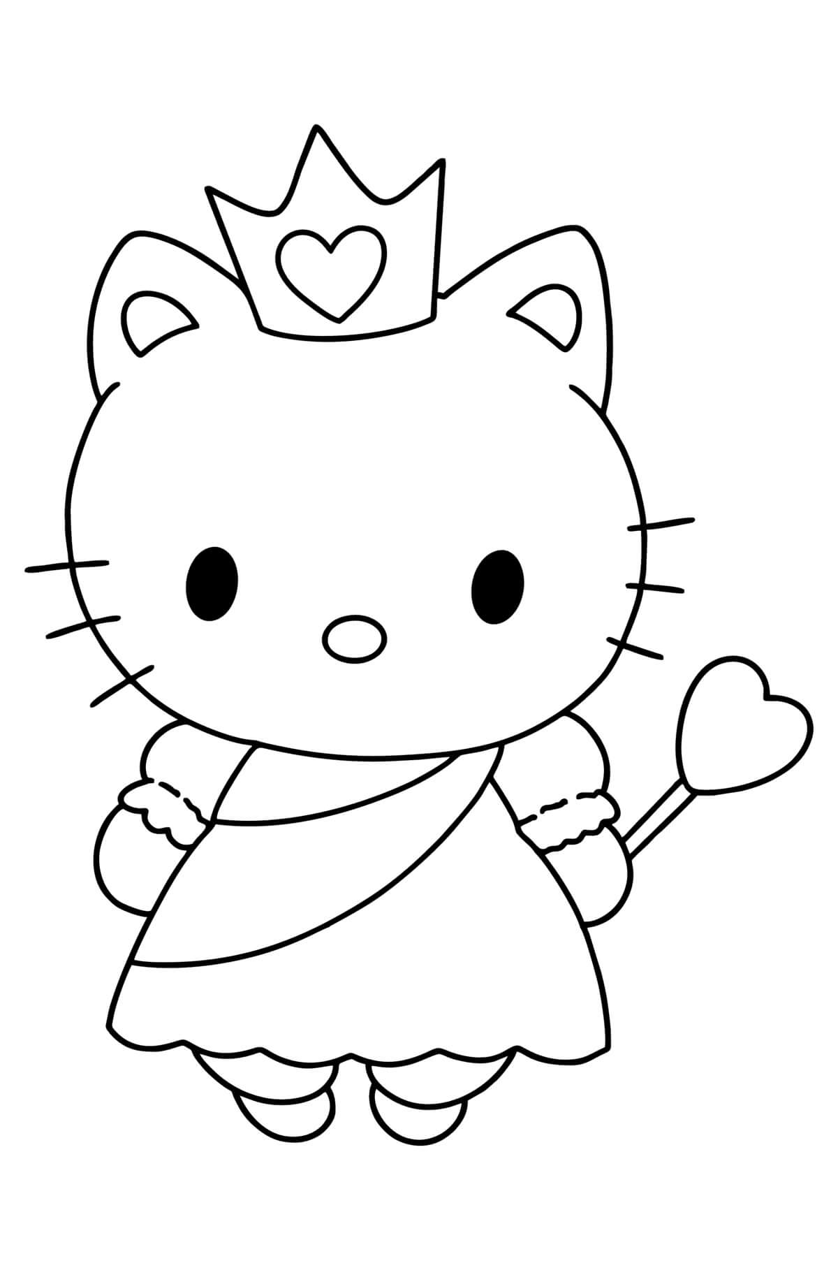 Hello kitty princess coloring page