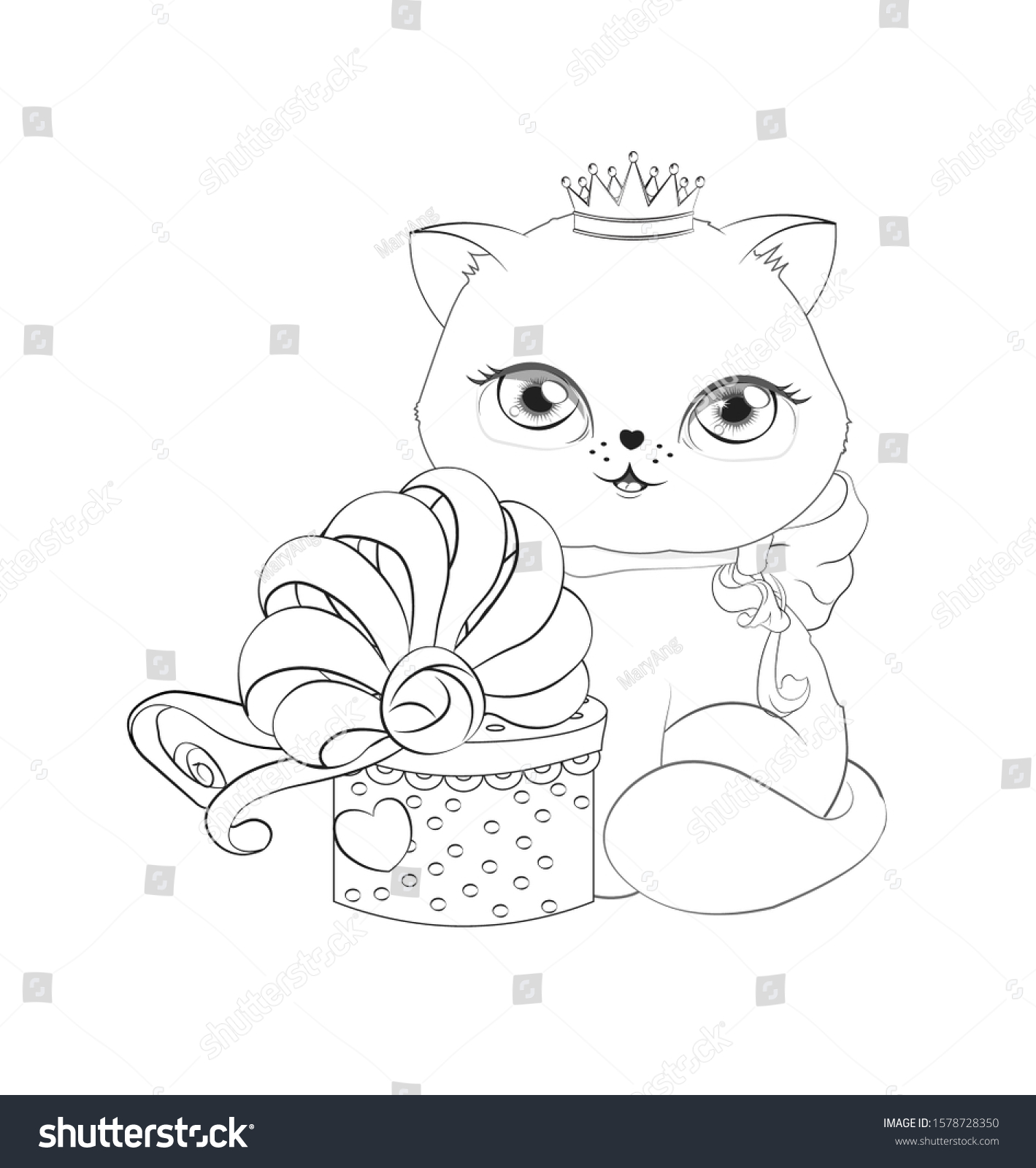 Coloring book little princess baby cat stock vector royalty free