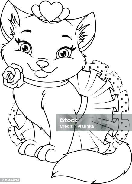 Cat princess coloring page stock illustration