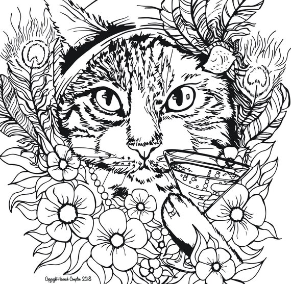 Cat coloring page princess cat by hannah plin pdf download extra free pdf illustration artwork nerd feline cat fantasy medieval cute