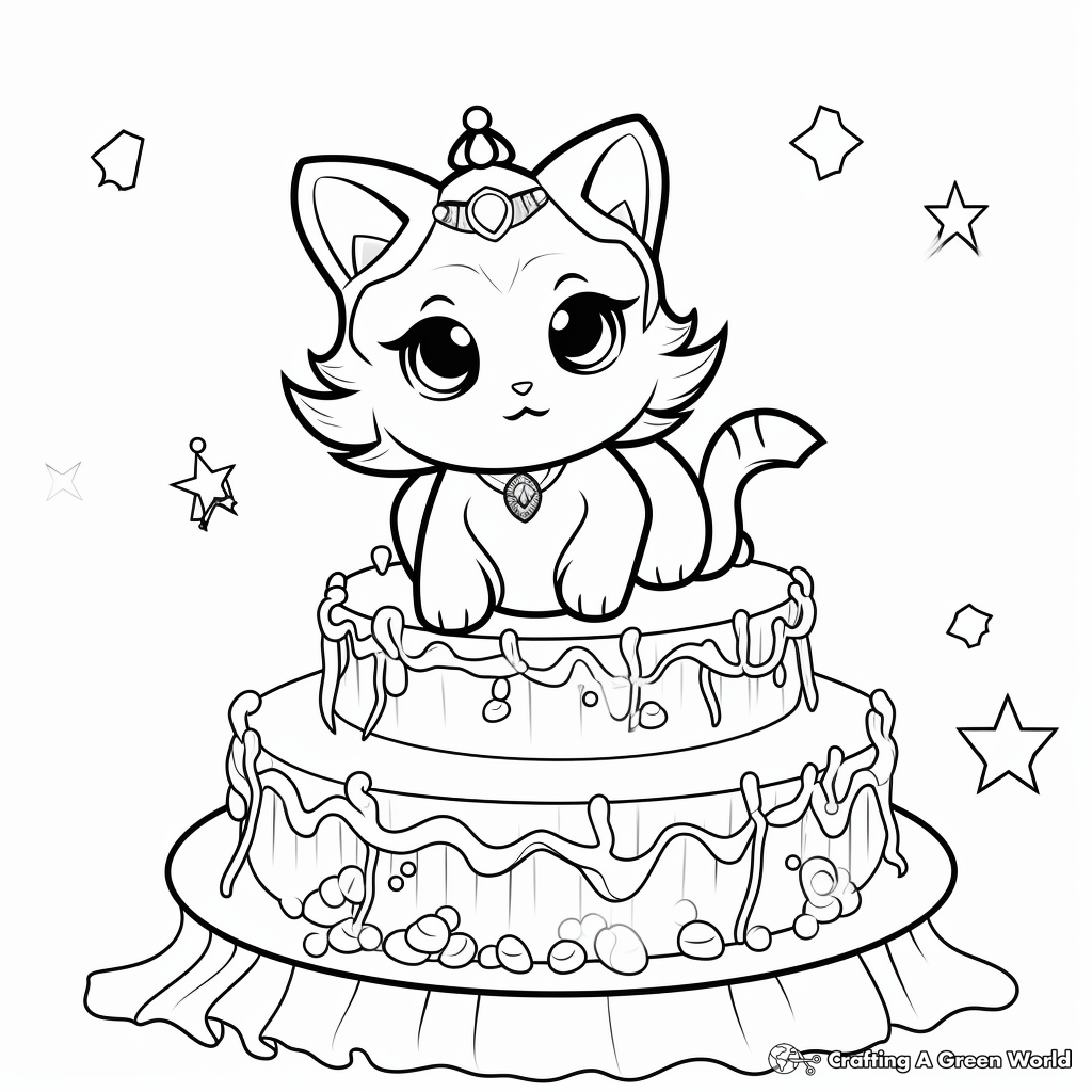 Cat cake coloring pages