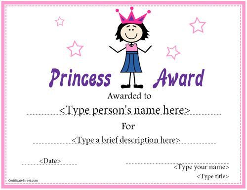 Education certificate princess award certificate intended for lifeway vbs certificate template education certificate certificate templates award certificate