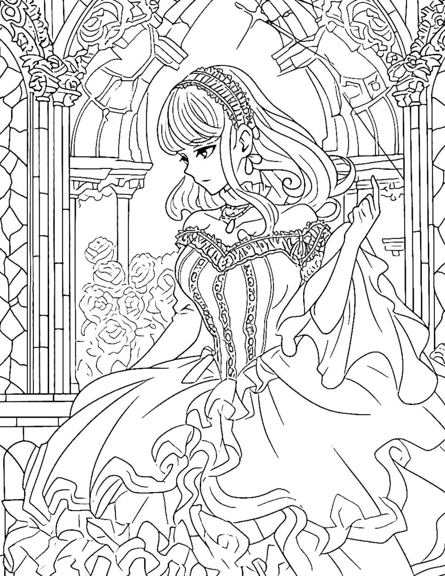 Gorgeous princess coloring pages for kids and adults