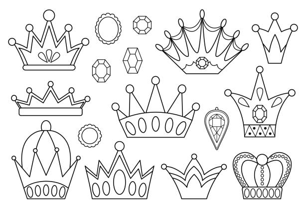 Princess crown coloring pages stock illustrations royalty