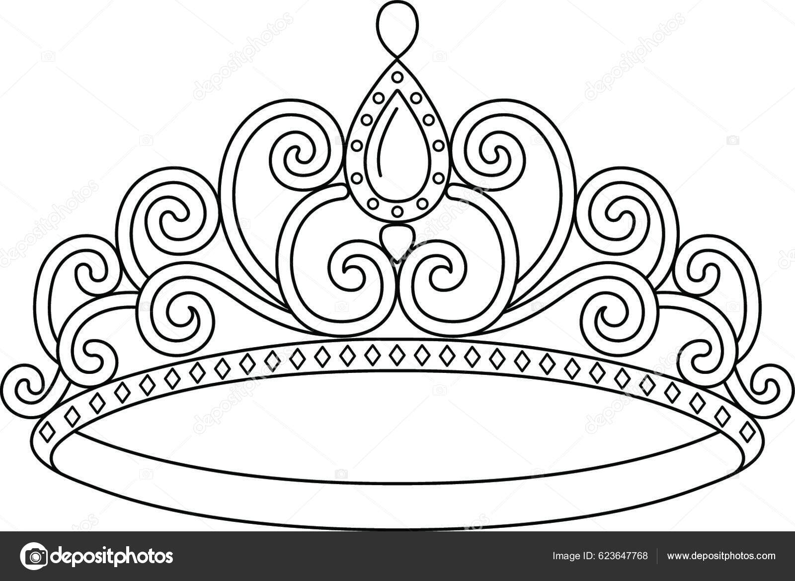 Princess crown coloring page isolated stock vector by yayimages