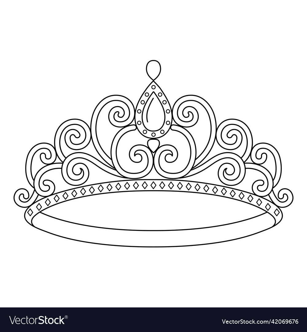 Princess crown coloring page isolated royalty free vector