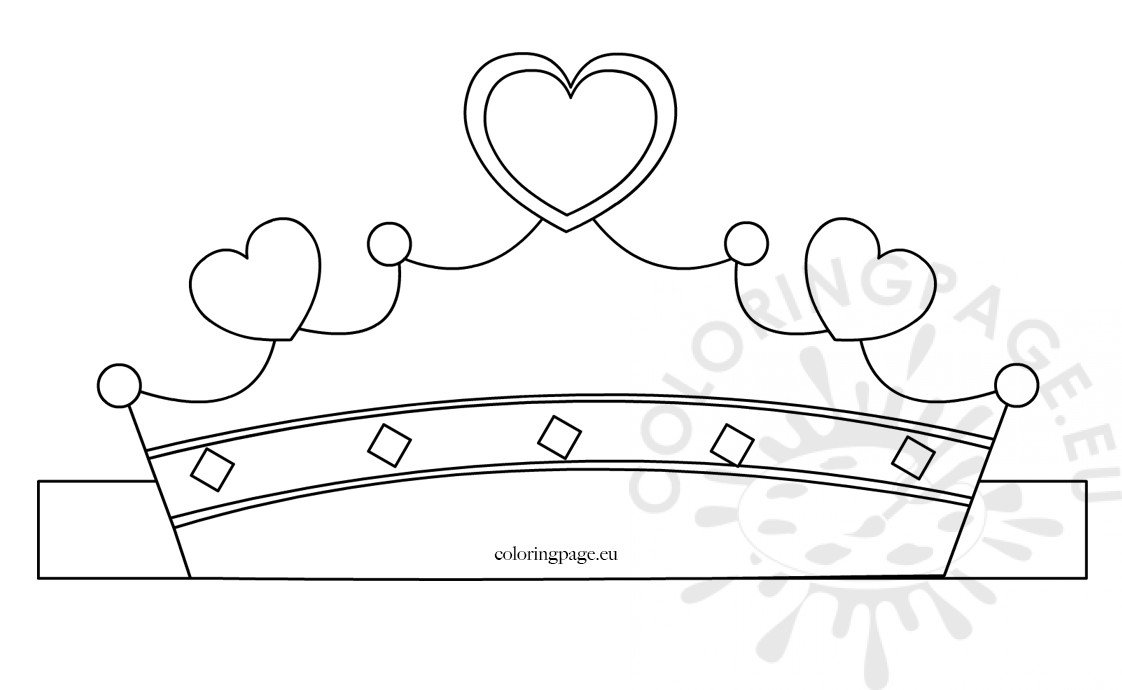 Paper princess crown template coloring page